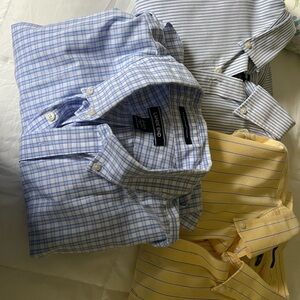 Lands' End Men's Blue and Yellow Checkered Shirts